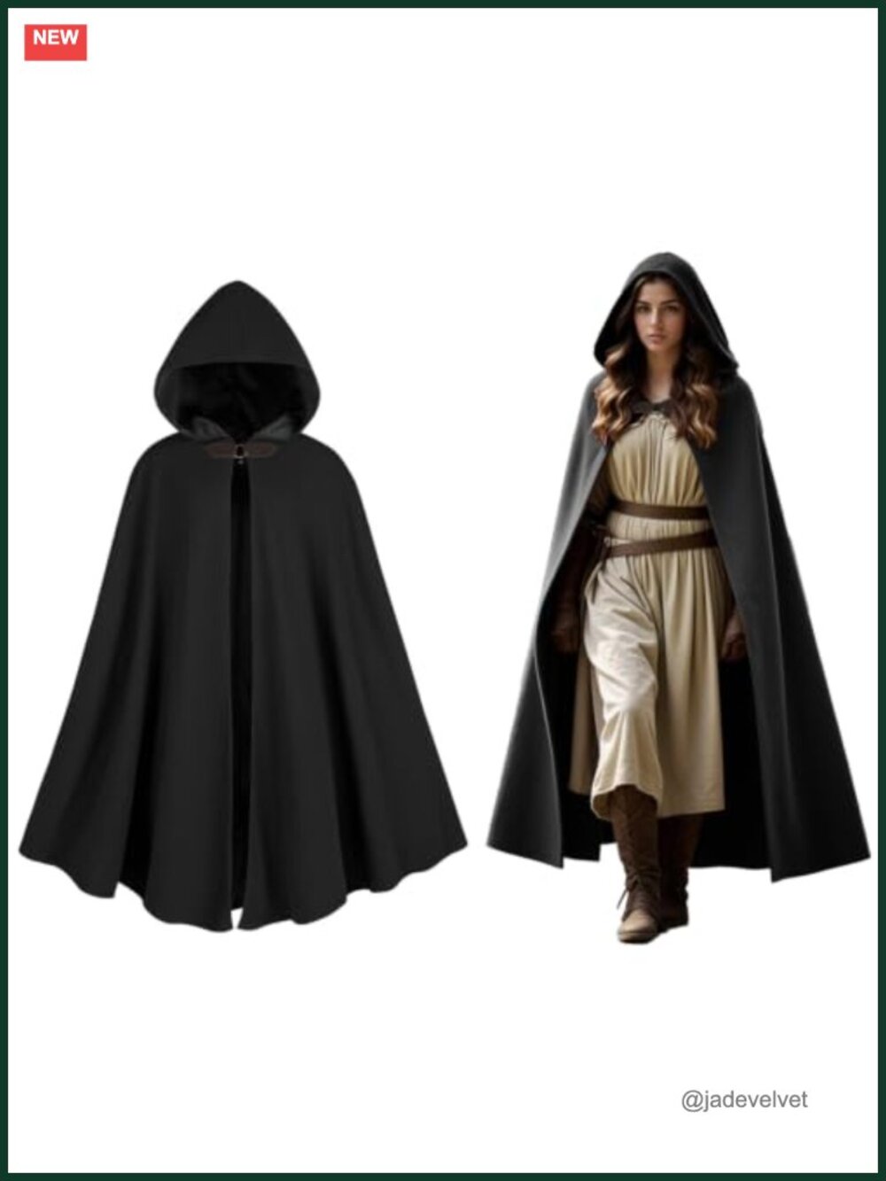 Hooded Renaissance Medieval Cloak Halloween Costume Robe